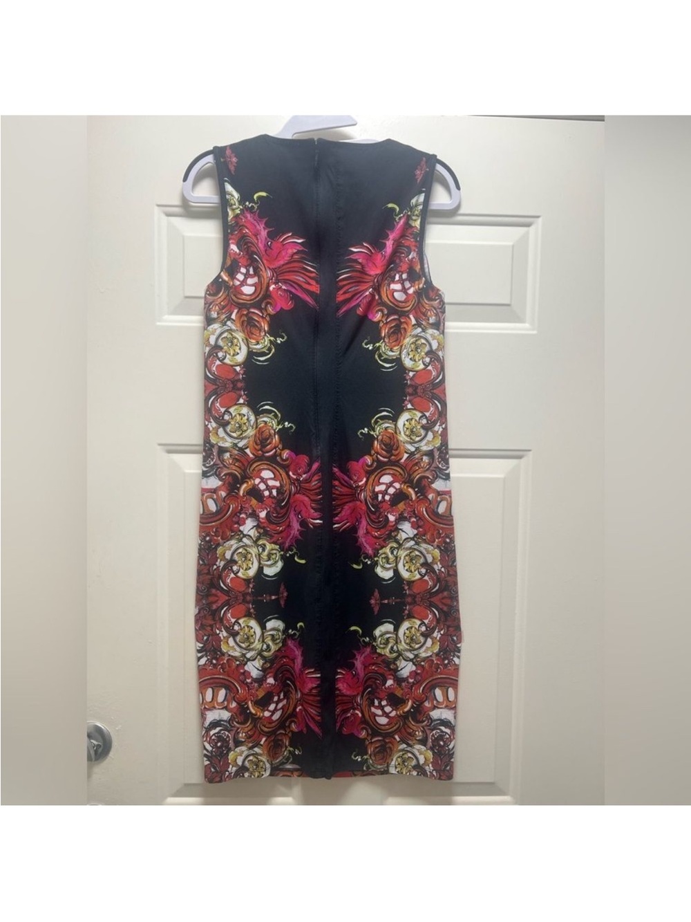 Roberto Cavalli Bodycon Sheath Dress Orange Baroque Print Size 8 Designer Luxury - Picture 5 of 12